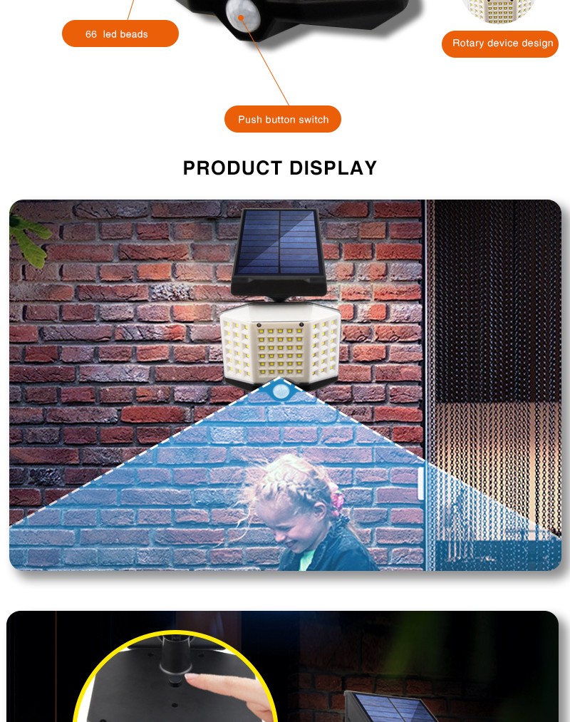 太阳能灯户外人体感应壁灯家用庭院灯围墙道路照明小路灯详情图4