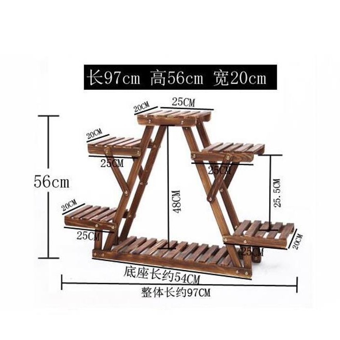 花架子家用实木花架室内客厅落地式实木三角形阳台多肉花盆架A1025 人字形五托花架详情图12