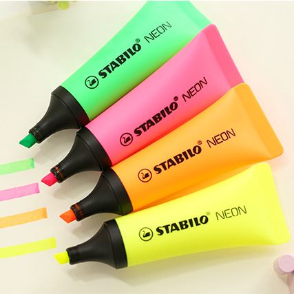 德国STABILO思笔乐荧光笔72霓虹乐记号笔 创意记号笔白底实物图