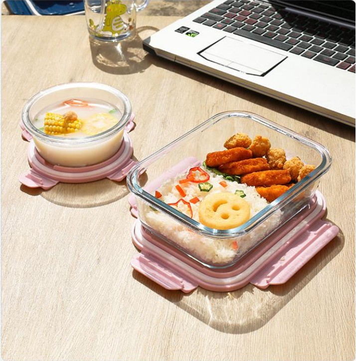 Office workers can heat lunch boxes in a microwave oven. High school girls' appearance level. Students' glass fruit preservation boxes. Lunch boxes. Split type. Wheat straw lunch boxes (with tableware) detail image 5