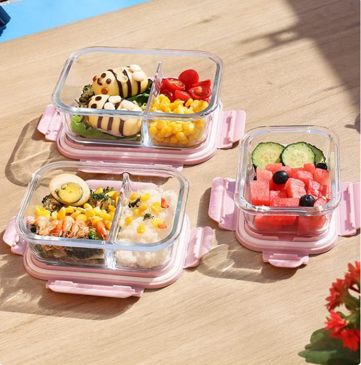 Office workers can heat lunch boxes in a microwave oven. High school girls' appearance level. Students' glass fruit preservation boxes. Lunch boxes. Split type. Wheat straw lunch boxes (with tableware) detail image 6