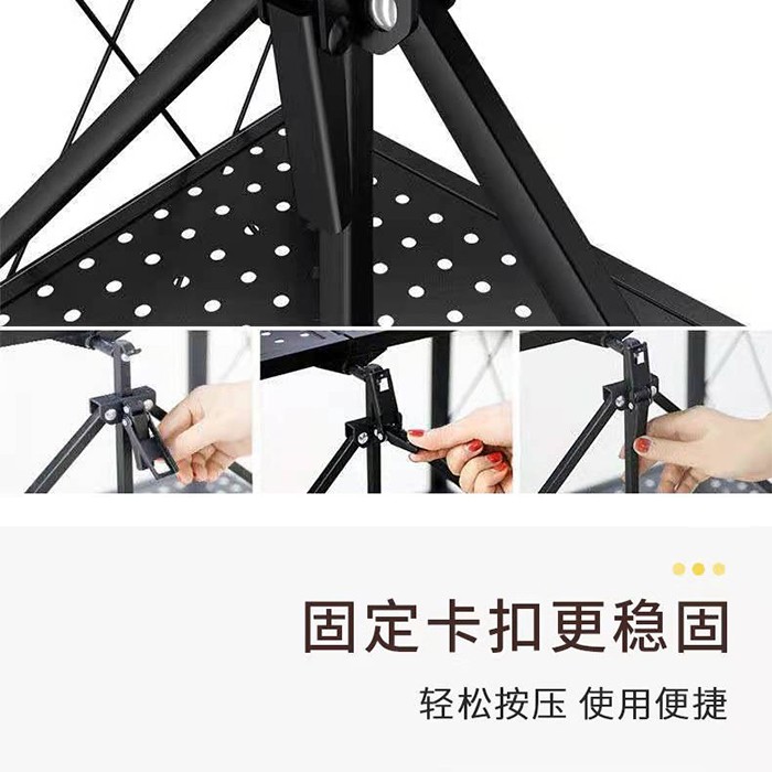 厨房置物架阳台落地多层放锅微波炉烤箱储物架收纳可折叠架A700五层网红折叠架 黑色详情图9