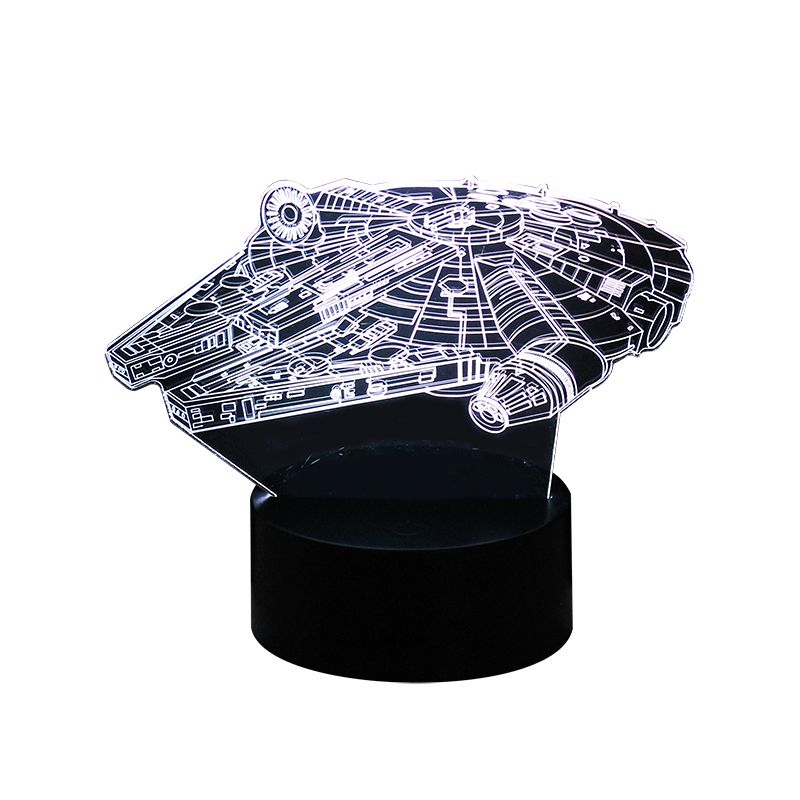Spaceship 3D small night lamp touch color change desk lamp bedroom bedside lamp 3D visual atmosphere decorative lamp office desk lamp