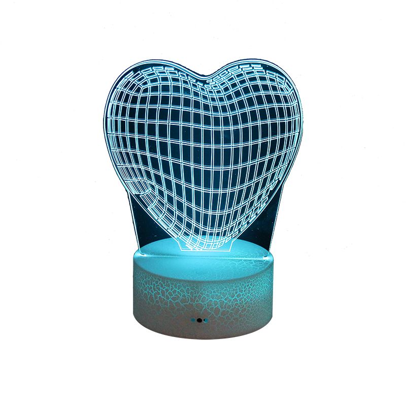 Love 3D small night lamp touch color desk lamp bedroom bedside lamp 3D visual atmosphere decorative lamp office desk lamp