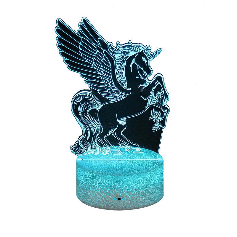 Unicorn 3D Night Lamp Touch Color Changing Table Lamp Bedside Lamp 3D Visual Atmosphere Decorative Lamp Office Desk Lamp