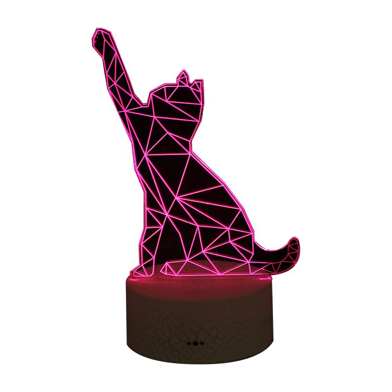 Cat 3D Night Lamp USB Plug Remote Control Table Lamp Colorful Color Bedside Lamp Creative Birthday Gift