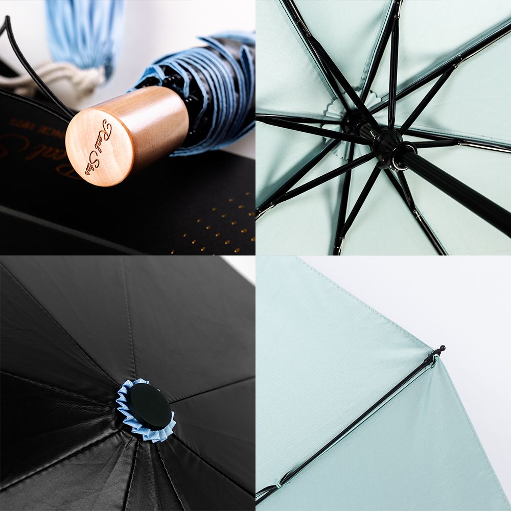 Solid-color black rubber fresh and clean umbrellas, three-fold hand-opening umbrellas, sunshade umbrellas, girls' umbrellas, fresh and clean umbrellas wholesale Item Picture