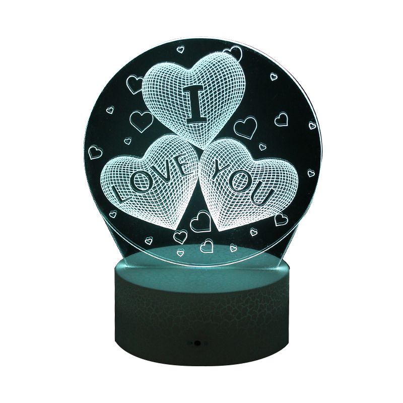 Love remote control nightlight creative 3D small table lamp charging night nursing baby led eye protection energy-saving bedside lamp