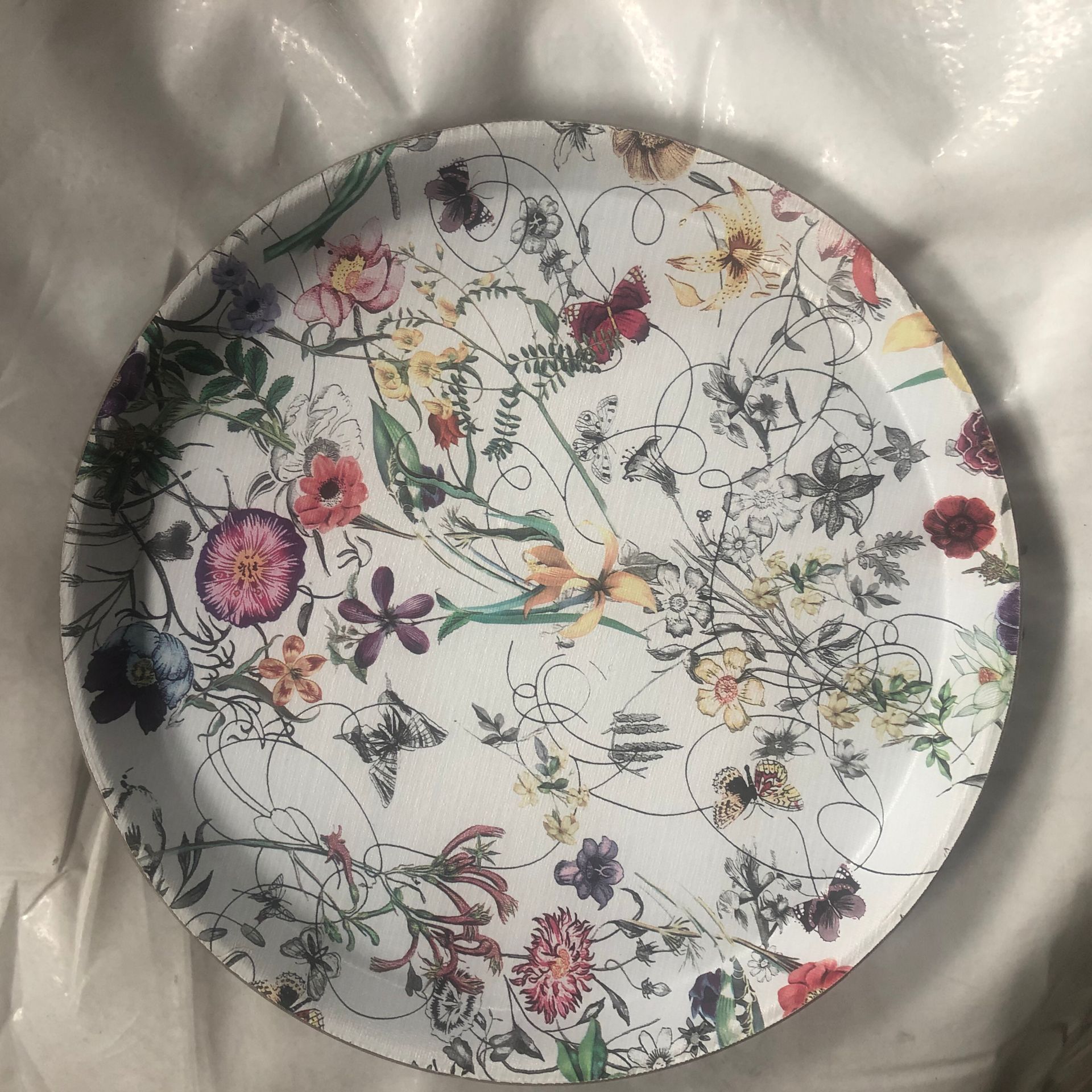 花盘印花PU皮革塑料托盘