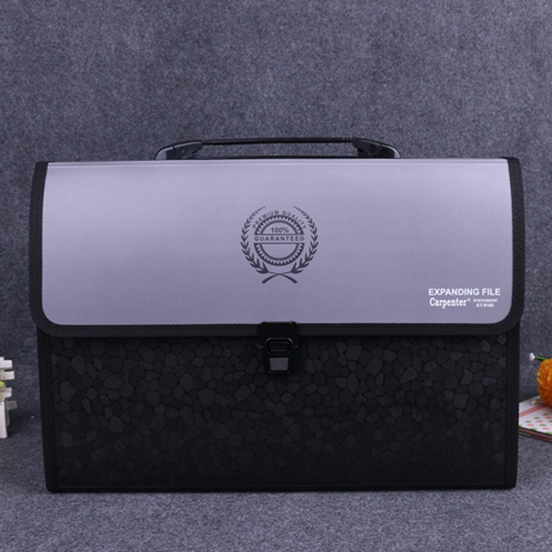 手提式办公事务包FC黑色石头纹包边风琴包 文件包 办公资料包 厂家直销 学生试卷包详情图6