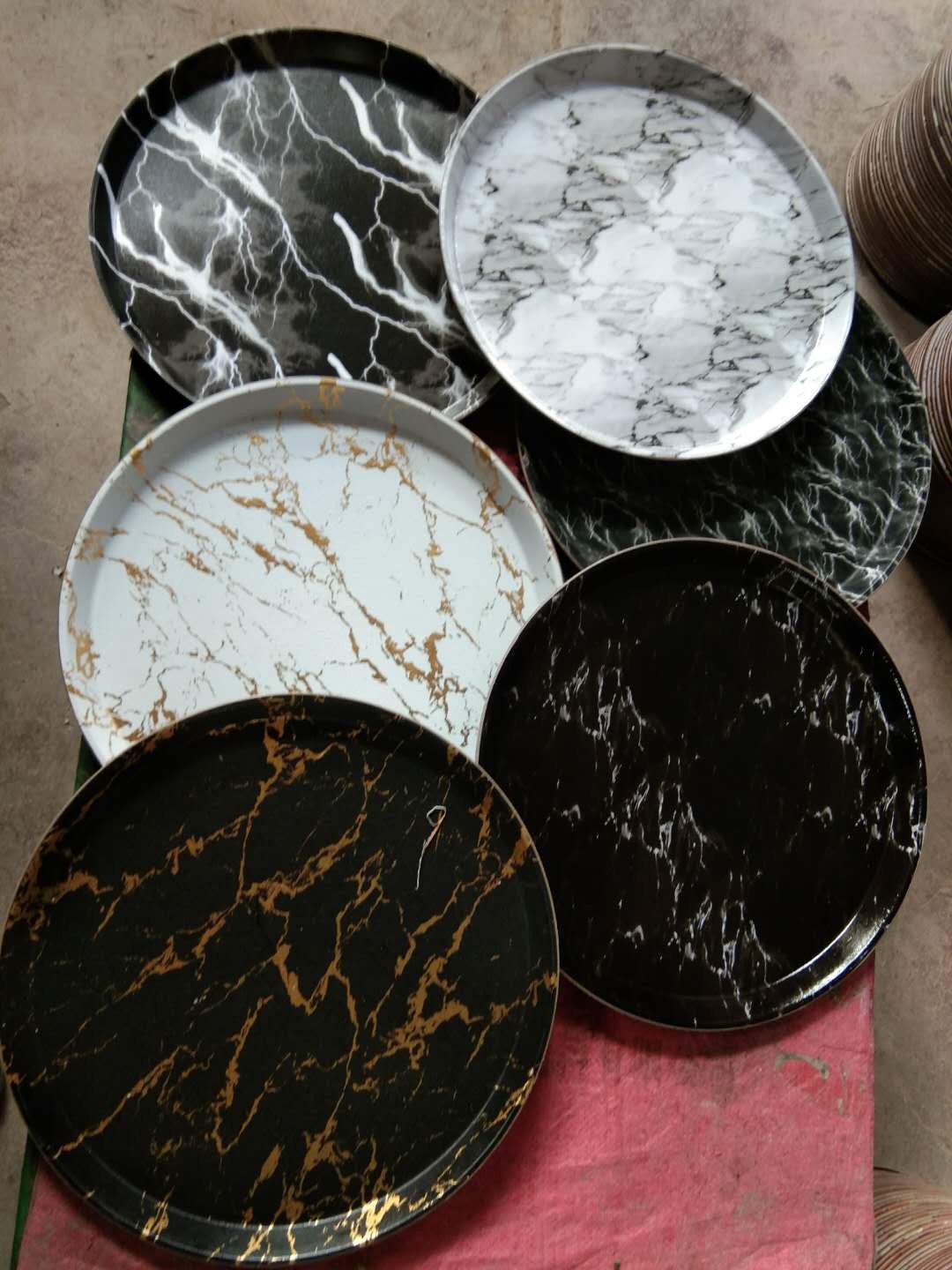 花盘PU皮革印花塑料托盘多种花色新款详情图1