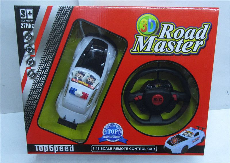 Caja de regalo 3D light 1:18 cuatro pasos rc coche de policía (versión en inglés) juguete juguete eléctrico rc coche rc plástico 1 boya juguete