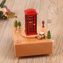 创意电话亭造型八音盒 实木音乐盒男女通用礼品   量大价格请咨询客服