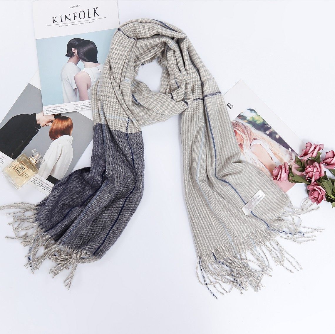 Imitation Cashmere Scarf Female Autumn And Winter Long Short Must Thicken Warm Japan And South Korea Small Fragrant Wind Striped Plaid Shawls Wholesale Application Scenario