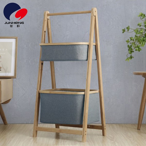 落地多层置物架收纳卧室阳台宜家家居架浴室储物架A117竹架子二层搭配布详情图4