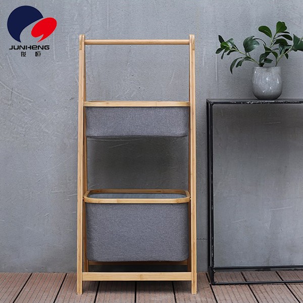 落地多层置物架收纳卧室阳台宜家家居架浴室储物架A117竹架子二层搭配布详情图3