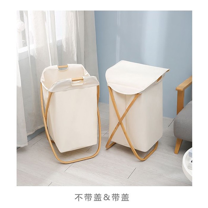 折叠脏衣篓布艺脏衣篓手提收纳筐北欧家用洗衣篮子A166竹+帆布详情图4