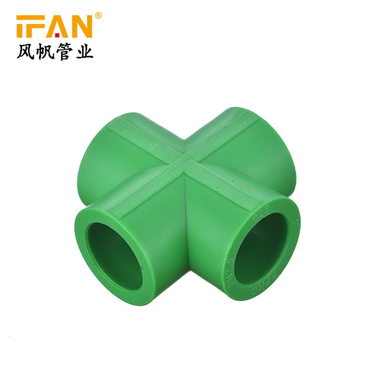工厂批发价 IFAN PPR管件 绿色白色PPR 四通 尺寸63图
