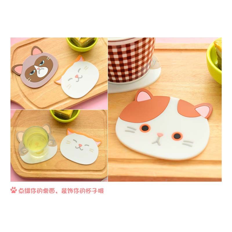 网红猫可爱杯垫 硅胶杯垫隔热垫防滑垫碗垫餐垫灰色  量大价格请咨询客服产品图