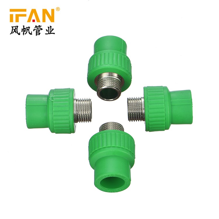 Factory wholesale price: Yifan PPR pipe fittings, green and white, with white copper outer thread, direct size S25×3/4M detail image 1