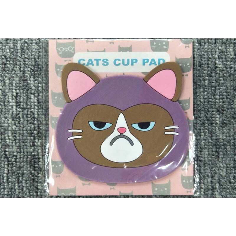网红猫可爱杯垫 硅胶杯垫隔热垫防滑垫碗垫餐垫紫色  量大价格请咨询客服