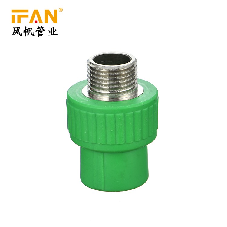 Factory wholesale price: Yifan PPR pipe fittings, green and white, with white copper outer thread, direct size S25×3/4M detail image 2