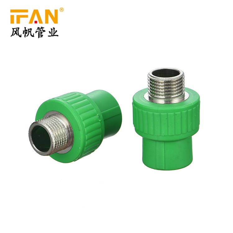 Factory wholesale price: Yifan PPR pipe fittings in green and white, with white copper outer teeth. Direct size: S25×1/2M detail image 3