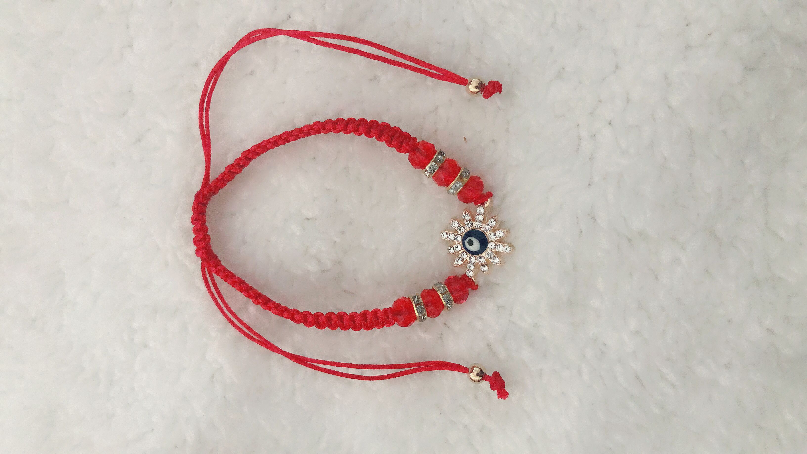 Braid bracelet flat with gold flower shaped dot drill eyes thumbnail