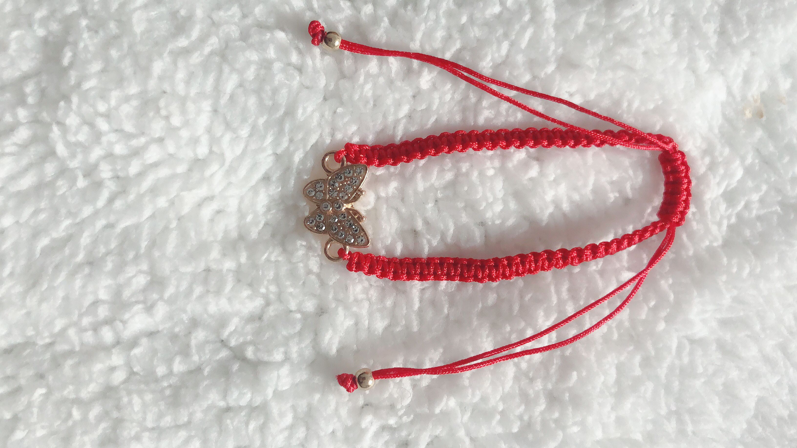 Braided bracelet flat with gold butterfly dot diamond thumbnail