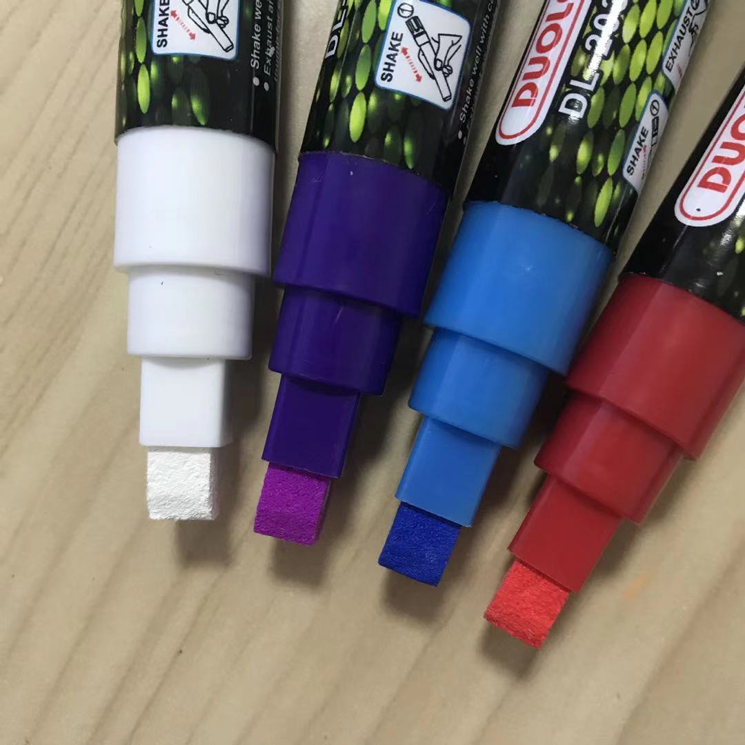 The new square-head valve liquid chalk glass pen lamp board pen features bright colors and smooth writing. 8-color DL-2030 undefined