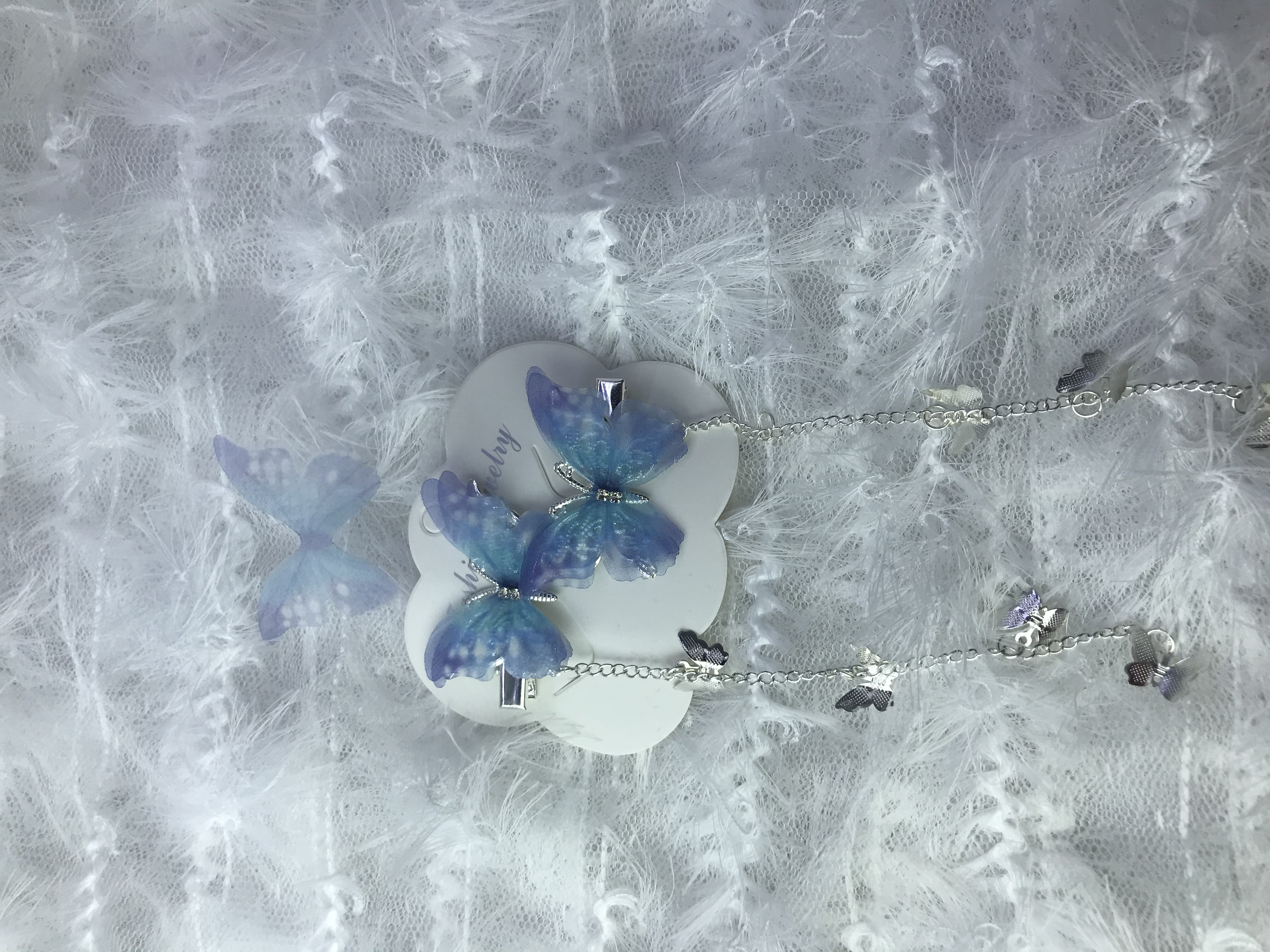 Purple Cherry Blossom Language Tulle Butterfly Hair clip Headwear accessory Classic ancient Chinese style undefined