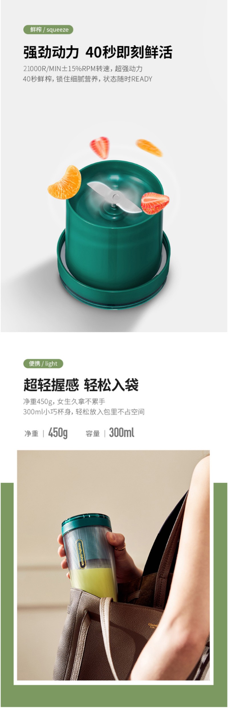 The popular and best-selling Morphy Richards juicer, portable rechargeable mini wireless juicer, food processor and travel cup MR9800 detail image 4