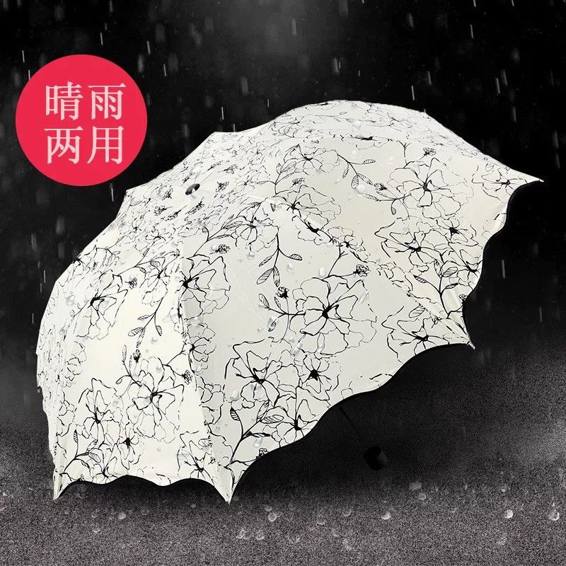 创意超轻个性黑胶公主伞遮阳伞晴雨伞三折伞太阳伞 超强防紫外线  量大价格请咨询客服产品图