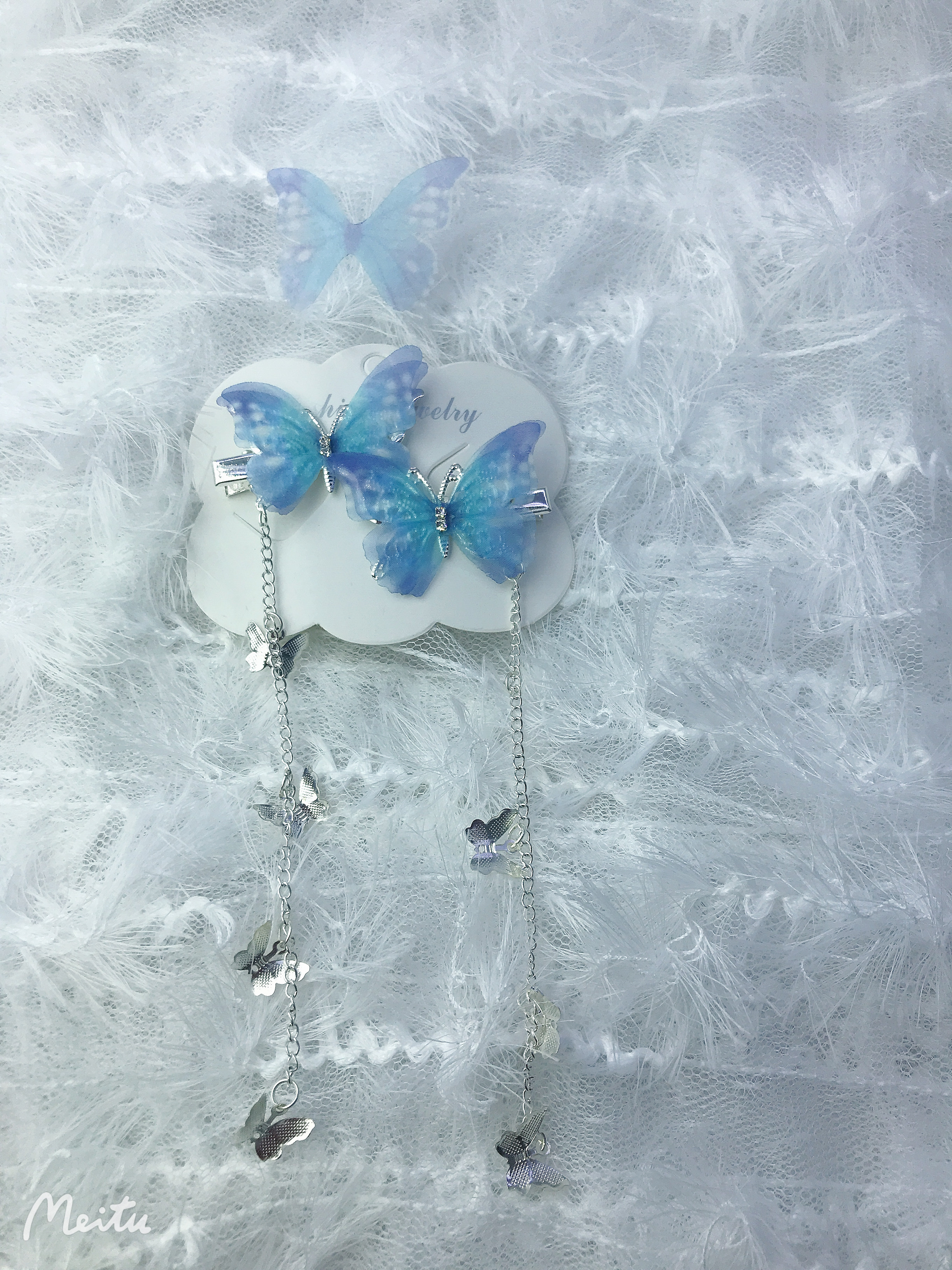 Purple Cherry Blossom Language Tulle Butterfly Hair clip Headwear accessory Classic ancient Chinese style undefined