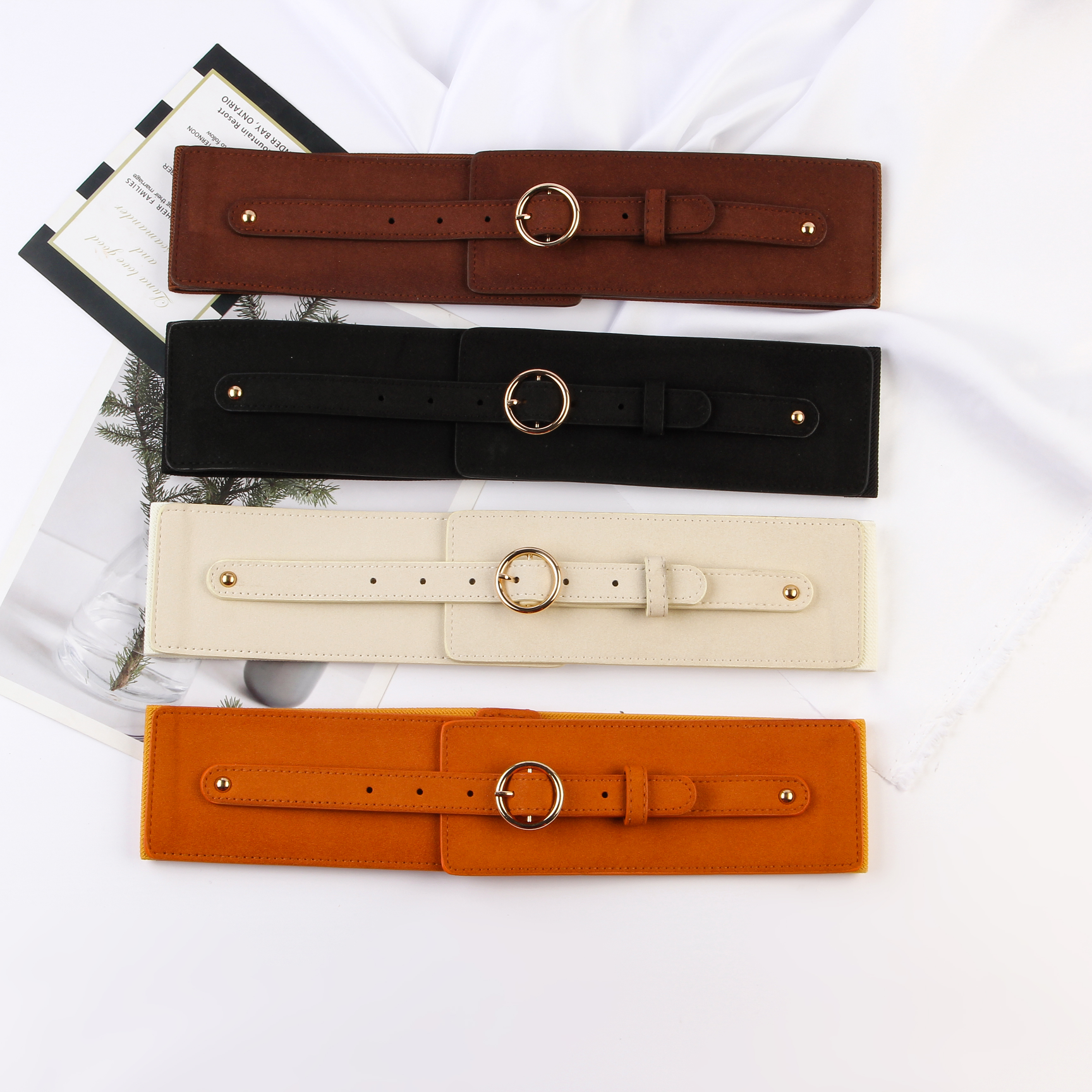 Factory Direct Sales Round Buckle Metal Women's Belt Elastic Elastic Belt Waist Seal New Fashion Trend All Kinds Of Belt Elastic