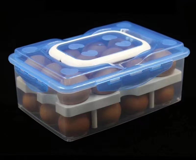 供应24格鸡蛋盒塑料保鲜盒冰箱保鲜收纳盒双层托盘包装盒鸡蛋盒子详情图4