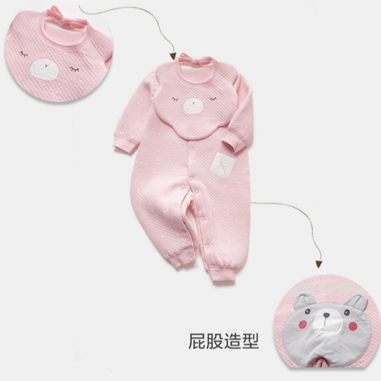 婴儿衣服春秋装连体衣压缩薄棉保暖婴幼儿3-6–9－12个月男女宝宝哈衣爬服图