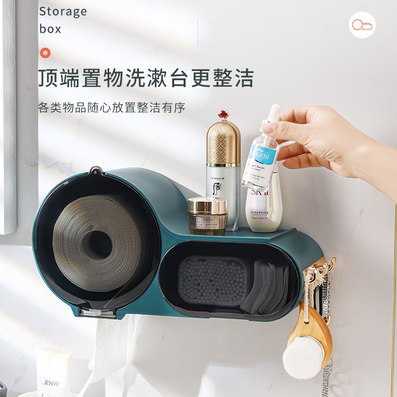 Solid large roll paper box, wall-mounted tissue box, paper towel box, no perforation, bathroom coreless roll paper rack details Picture