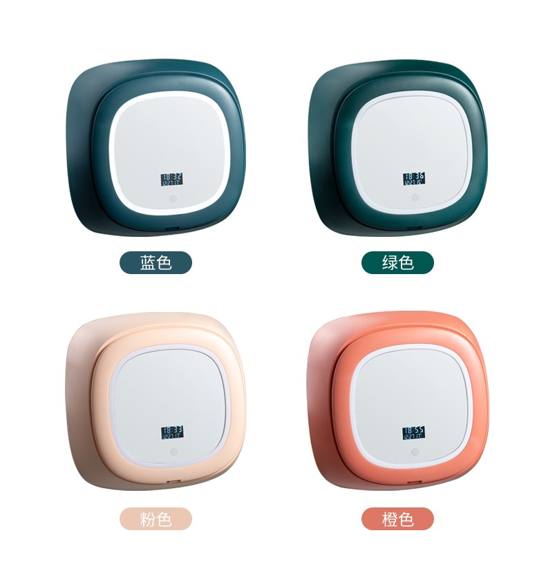 智能壁挂式LED化妆盒带LED灯带显示屏带镜子梳妆盒 转盖防尘化妆品收纳盒详情15