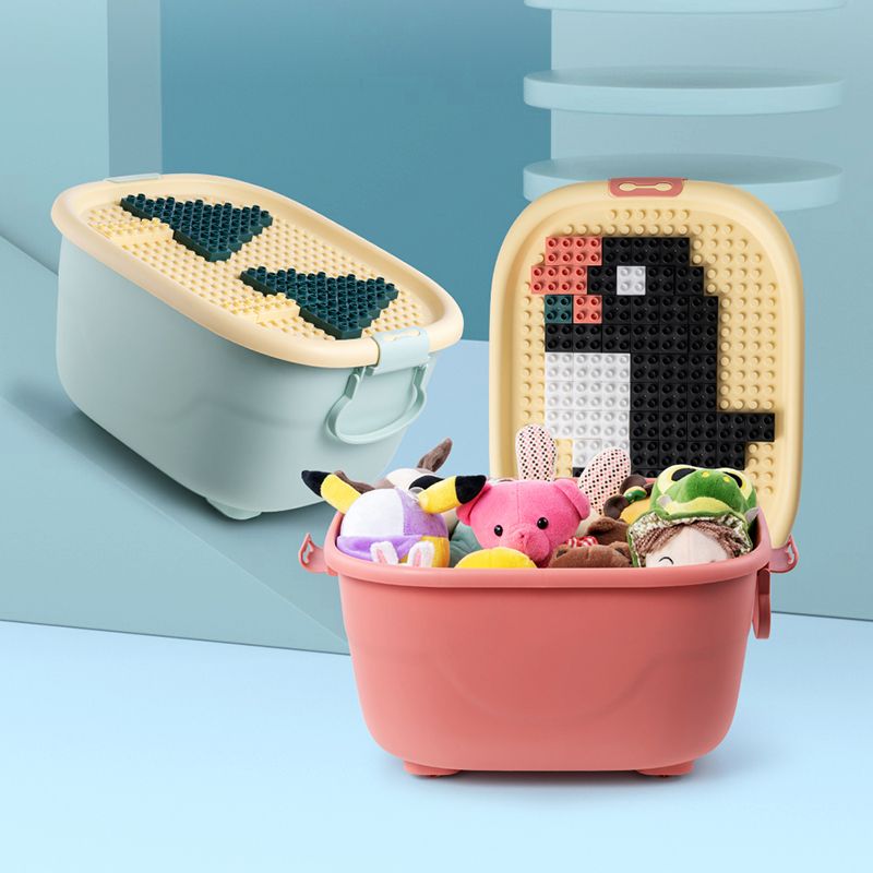 Creative children's LEGO toy clothing storage box, large building block organization box, wheeled cartoon snack and miscellaneous box details Picture