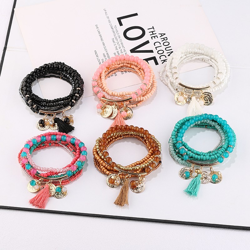 金属流苏吊坠波西米亚风多层百搭手串时尚天然水晶石手链厂家批发详情8