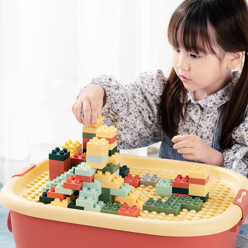 Creative children's LEGO toy clothing storage box, large building block organization box, wheeled cartoon snack and miscellaneous box Specification drawing