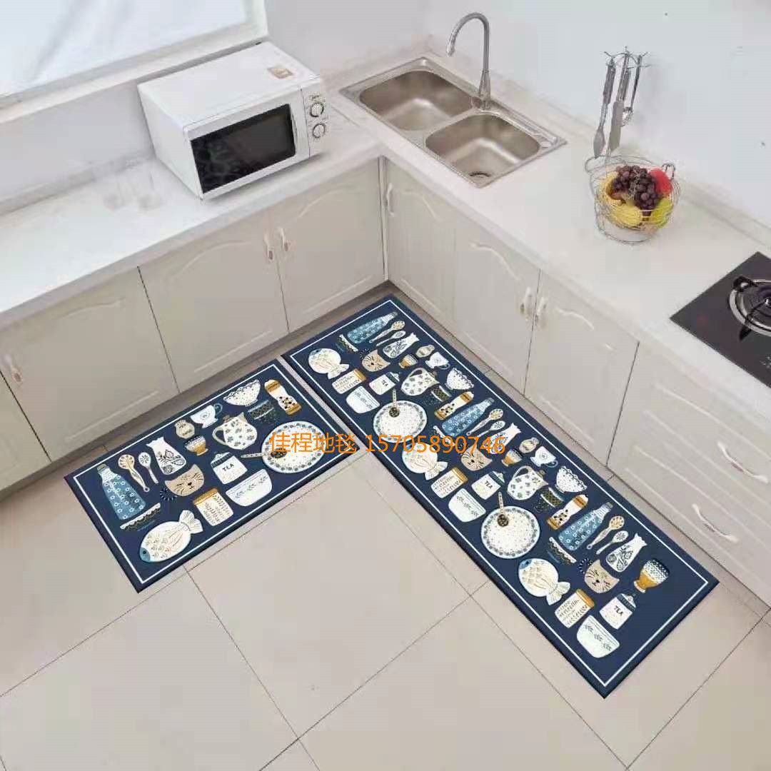 New spray-printed kitchen floor mat two-piece set, anti-slip combination floor mat, new kitchen mat, kitchen foot mat size 40*60/40*120cm full figure