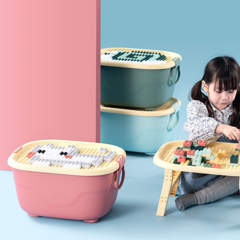 Creative children's LEGO toy clothing storage box, large building block organization box, wheeled cartoon snack and miscellaneous box full figure
