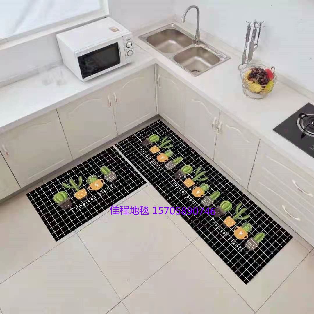 New spray-printed kitchen floor mat two-piece set, anti-slip combination floor mat, new kitchen mat, kitchen foot mat size 40*60/40*120cm details Picture