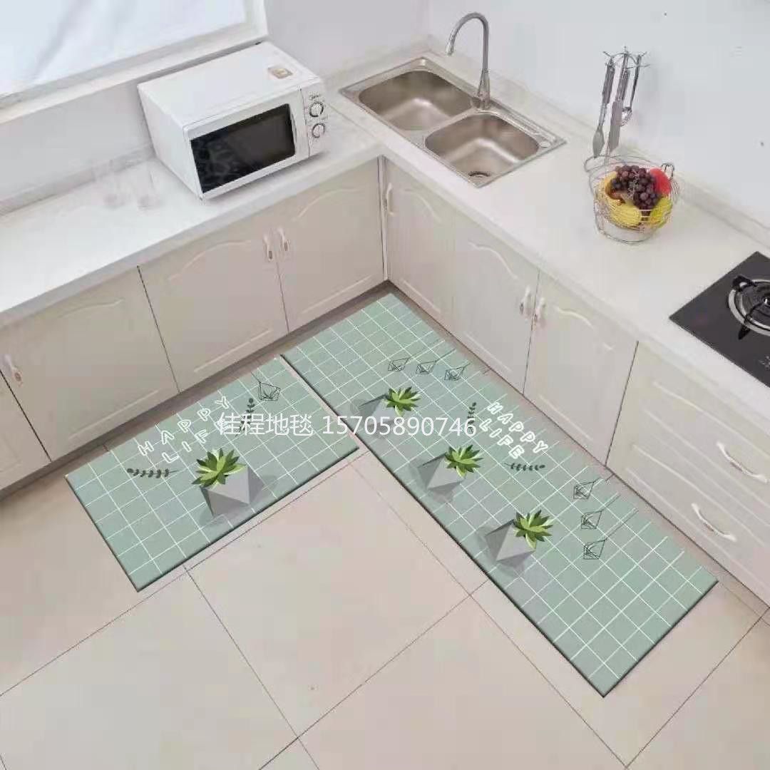 New spray-printed kitchen floor mat two-piece set, anti-slip combination floor mat, new kitchen mat, kitchen foot mat size 40*60/40*120cm Item Picture