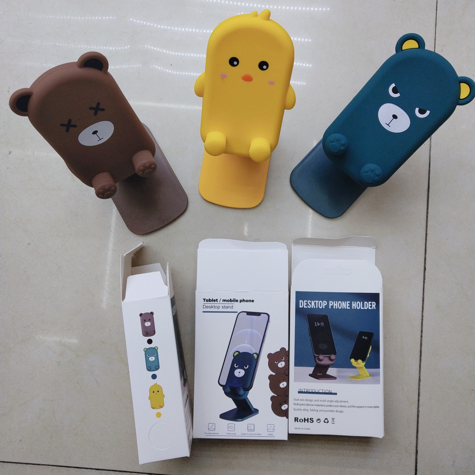 Silicone cartoon foldable phone stand