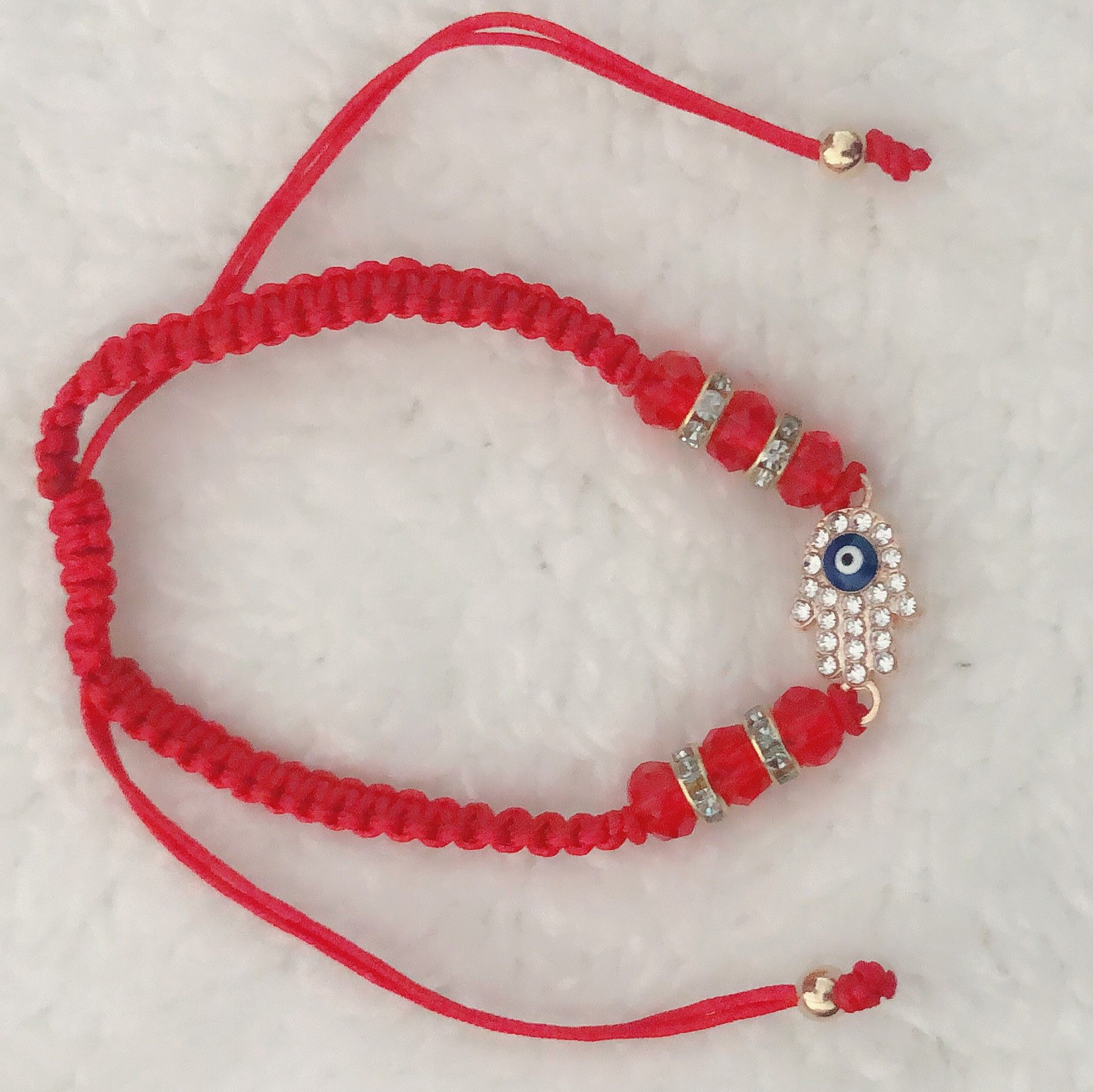 Braided bracelet with flat knot crystal plus alloy palm dot drill eyes thumbnail