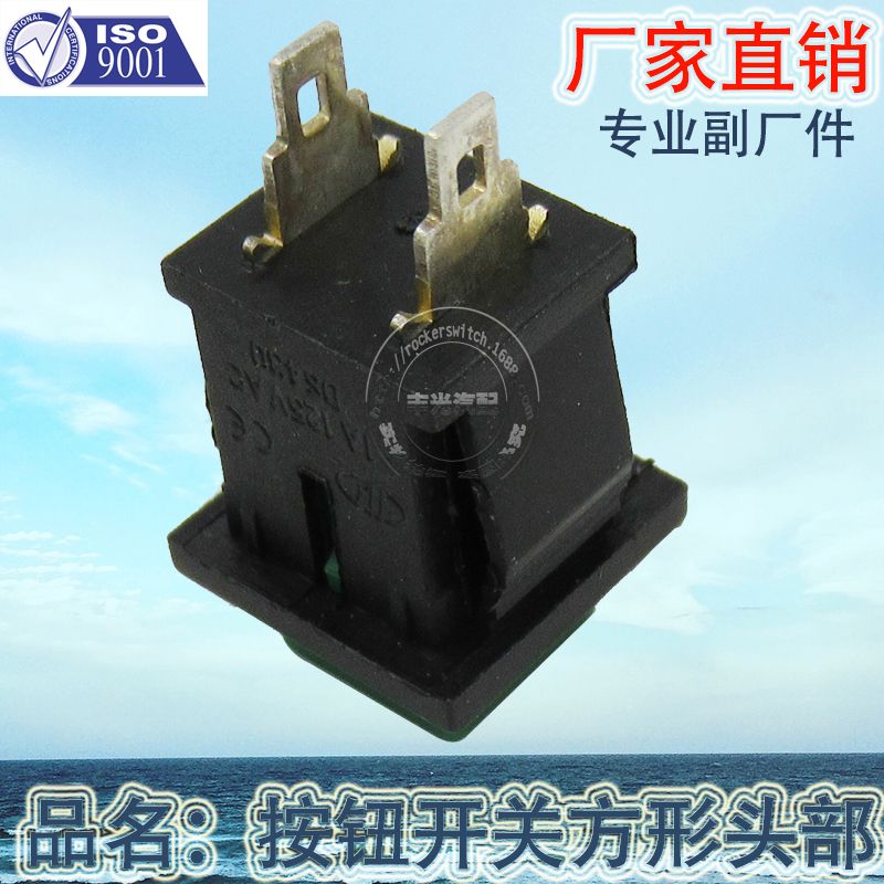 Factory direct sales of small plastic-cased push-button switch 2-pin square head small switch green DS430 Item Picture