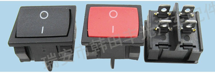 厂家直销 4脚ON-OFF方形小船型开关双刀双控翘板开关电饭锅开关KCD1-6-201详情6